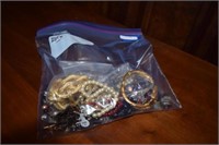 Bag of Costume Jewelry & Sterling Silver Ring w/