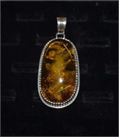 Sterling Silver Pendant with Yellow Stone