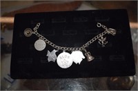 Sterling Silver Charm Bracelet with Eight Charms