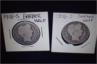 1906s and 1908s Barber Half Dollars