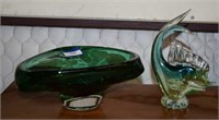 Art Glass Fish & Heavy Art Glass Bowl