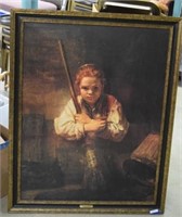 Large "Girl With Broom" Rembrant Print