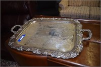 Large Ornate Silver Plated Butlers Tray