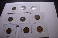 (9) Indian Head Pennies - Date Range 1885-1899