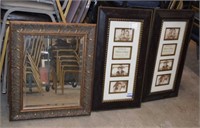 Framed Wall Mirror & Pair of Wall Frames for