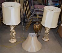 Gold Tone Lamp & Pair of Lamps