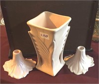 McCoy pottery vase, art pottery candlesticks