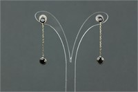 14K Gold Black Diamond Drop Earrings CRV $1950