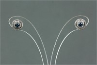 14K Gold Blue Diamond Earrings Appraised $2322