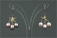 14K Gold Cultured Pearl Earrings Appraised $919