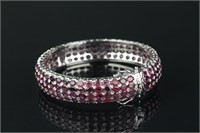 Sterling Silver Ruby 45.6ct Bangle Appraised $2200