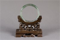 Chinese Olive Green Jadeite Carved Bangle