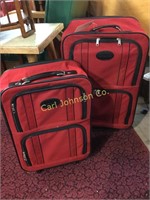 RED CANVAS 2 PIECE LUGGAGE SET