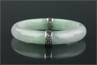 Chinese Green Jadeite Bangle w/ Clasps