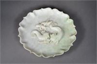 Chinese Bracket Lobed Jadeite Plate Carved Dragons