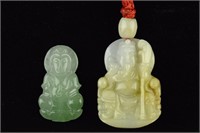 Two Pieces Green Jadeite Kwanyin Pendant