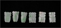 Six Carved Apple Green Jadeite Buttons