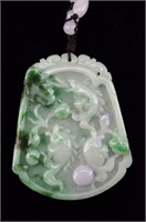 Chinese White and Green Jadeite Fish Pendant