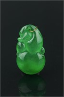Chinese Emerald Green Jadeite Lotus Pendant