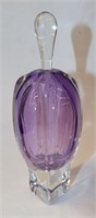 Artist Signed Purple & Clear Perfume Bottle