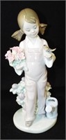 Lladro Figurine Of Girl With Bird And Flowers