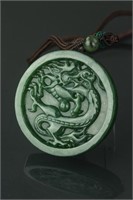 Canadian B.C. Grade A Green Jade Coin Pendant