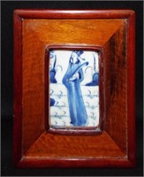 Oriental Blue Decorated Porcelain In Frame