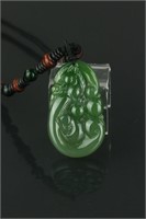 Siberian Grade A Green Jade Pendant Necklace
