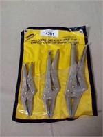 Valley 3 PC. locking long nose pliers 5",7",10"