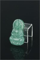 Chinese Green Hardstone Guanyin Pendant