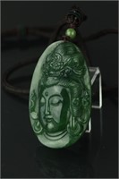 Canadian B.C. Grade A Green Jade Guanyin Pendant