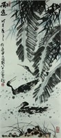 Chinese WC Scroll Painting Li Kuchan 1899-1983