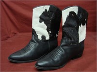 Classic Western Holstein Cowhide Leather Boots - U