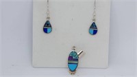 SS Sterling Pendant & Earrings with