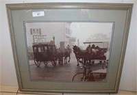 Old Town Framed Print with Horse &