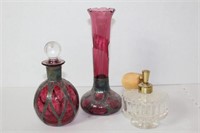 Hand Blown Glass Vase & Perfume Bottle
