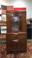 VTG UPRIGHT CHINA CABINET 34"x17"x68" duck tape