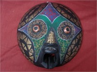 Intricate African Bead & Metal Inlay Mask