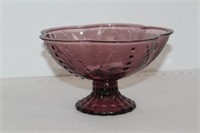 Purple Glass Footed Bowl with Raised