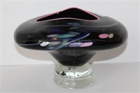 Unique Art Glass Footed Bowl/Vase