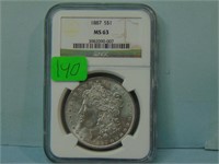 1887 Morgan Silver Dollar - NGC Graded MS-63