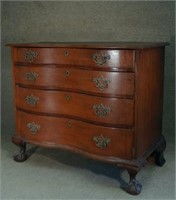 SERPENTINE BLOCK FRONT CHERRY CHIPPENDALE CHEST