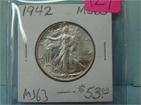 1942 Walking Liberty Silver Half Dollar - MS-63