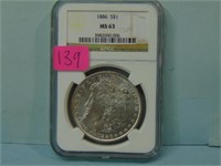 1886 Morgan Silver Dollar - NGC Graded MS-63