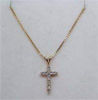 14K Gold chain with 14K Diamond Cross Pendant