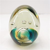 Signed "Bubble" Art Glass Paperweight