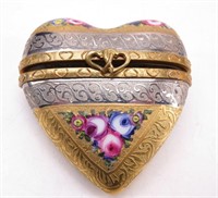 "Limoges" France Peint Main Heart Trinket Box