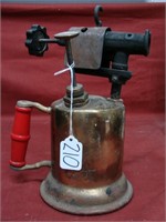 Antique White Gas Brass Blowtorch - Works
