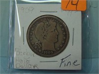 1909 Barber Silver Half Dollar - Fine