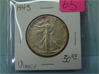 1943 Walking Liberty Silver Half Dollar - Unc